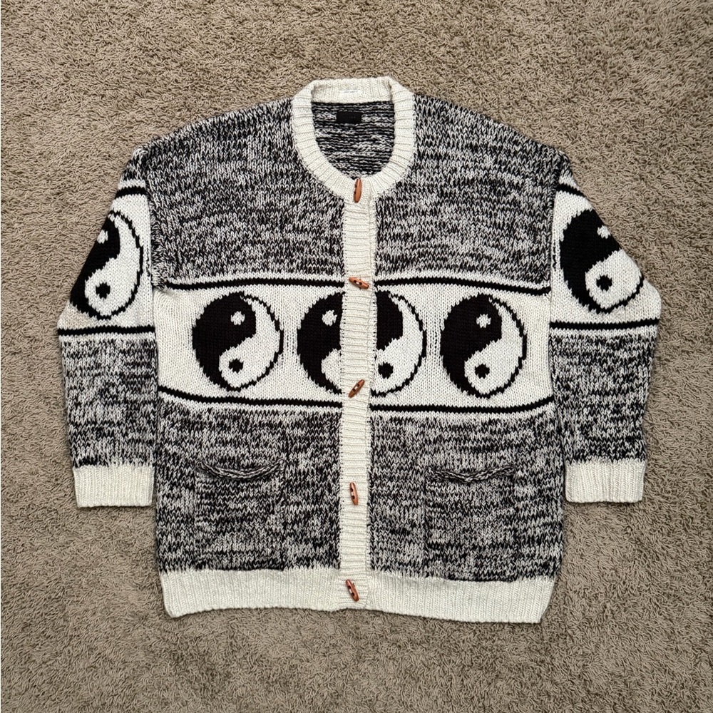 MOTHER The Long Drop Cardigan Yin-yang Pattern Women’s Size XL RARE!
